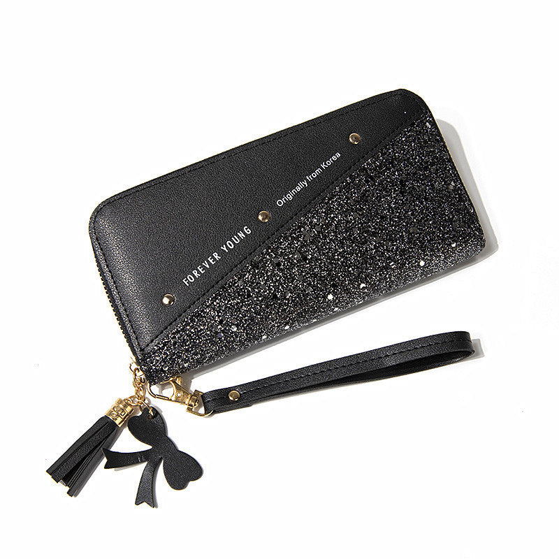 Wholesale Splicing Contrasting Tassel PU Wallet